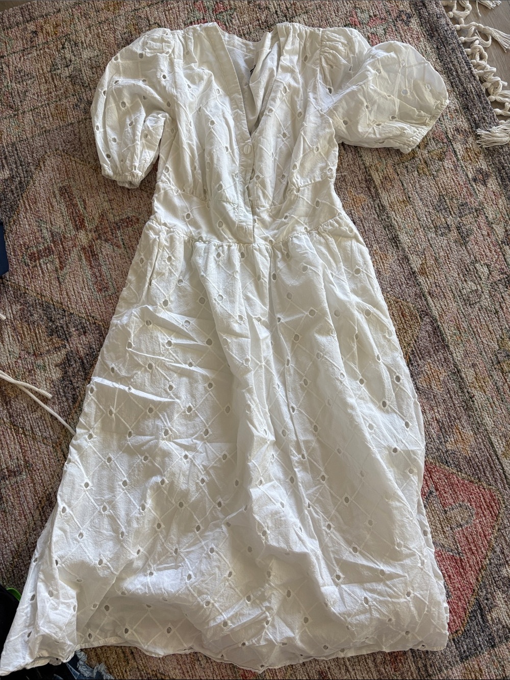 a new day White Eyelet V-Neck Midi Dress